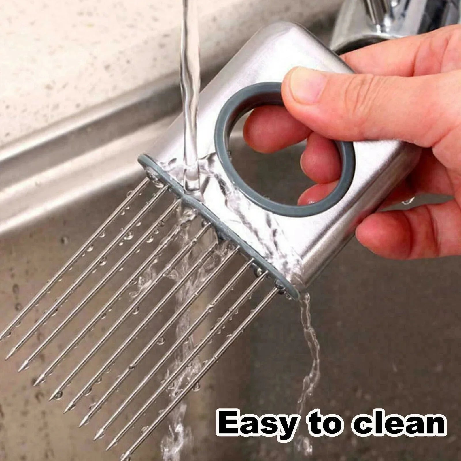 stainless steel kitchen gadget | vegetable slicer with holder | onion chopper tool | ultrasonic cleaning