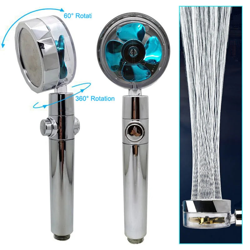 propeller-driven shower nozzle | handheld shower with cotton filter | water-saving shower head for home | ultrasonic cleaning