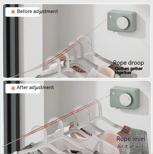 retractable clothesline indoor | punch-free installation | stainless steel wire | ultrasonic cleaning