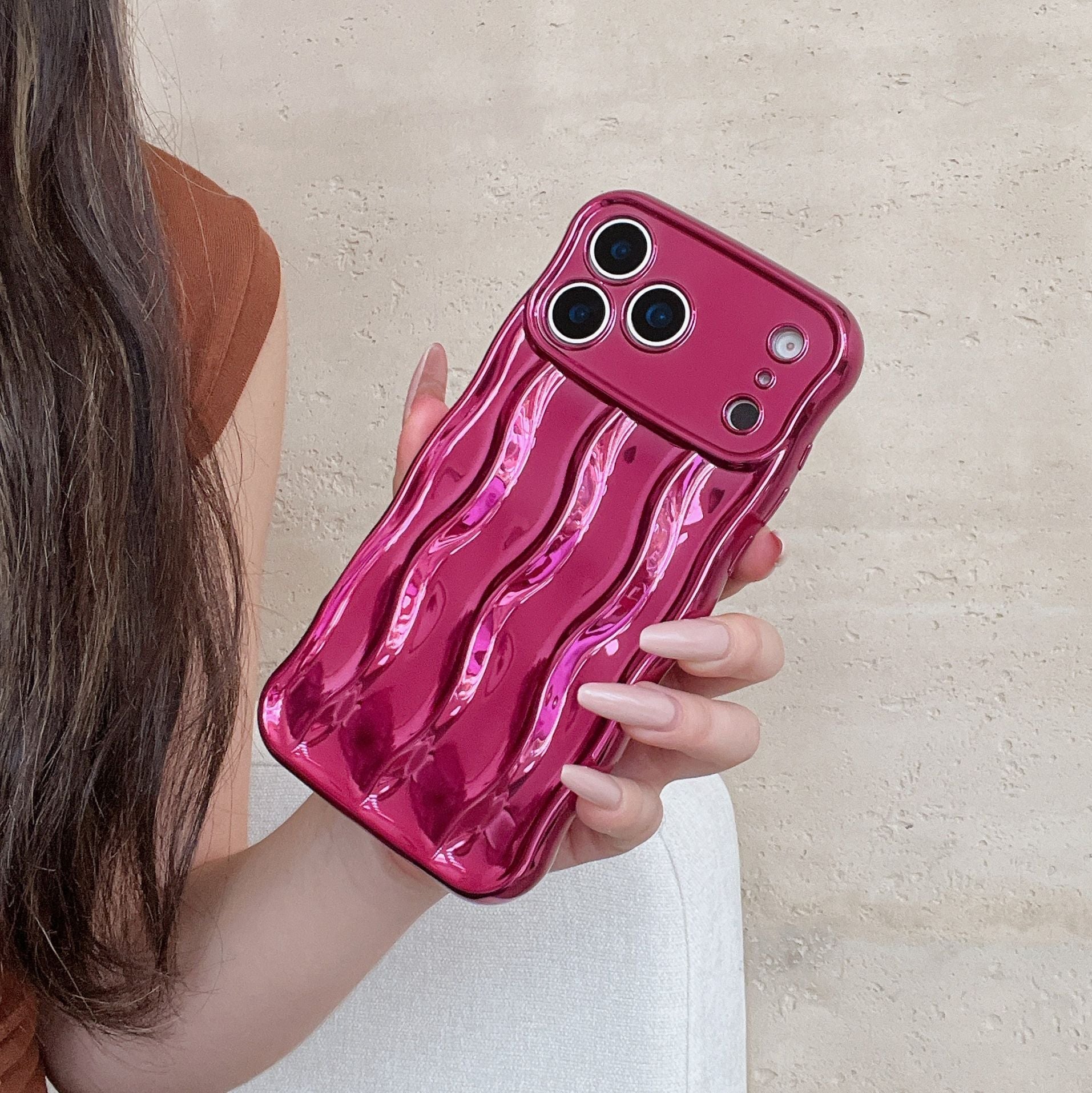 Solid Color Plating Advanced Sense Stripe Phone Case 