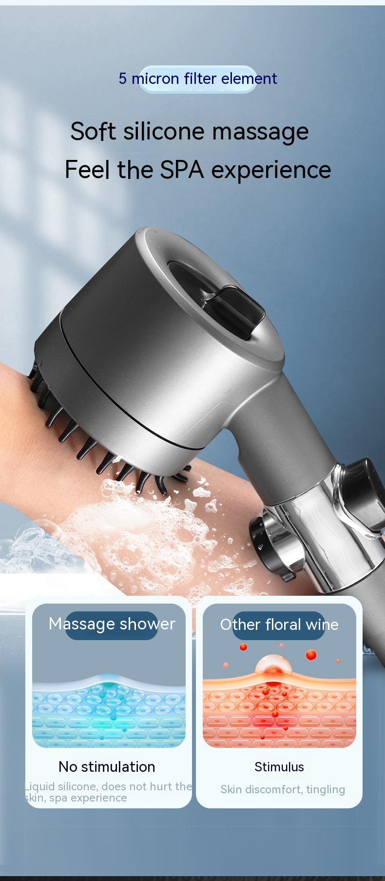 The Third Gear Adjustable Strong Supercharged Shower Head Household Bath Shower Hose Shower Head 