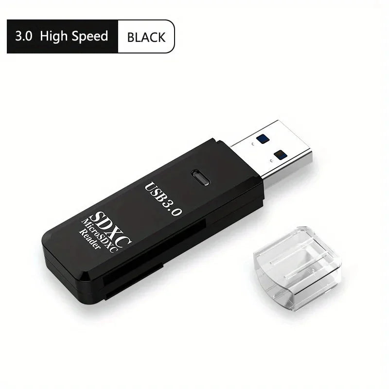 high speed usb 30 card reader | 5gbps data transfer | 2-in-1 sd and micro sd adapter | energy saving