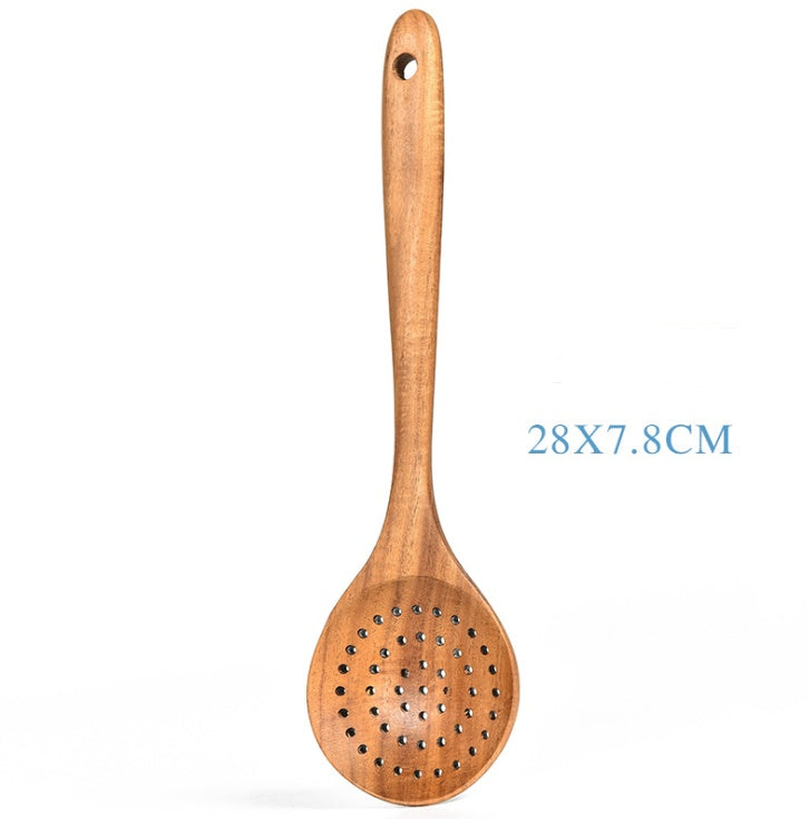 Teak Natural Wood Tableware Spoon Ladle Turner Rice Colander Soup Skimmer Cooking Tool Sets Spoon Scoop Kitchen Tools Gadgets 