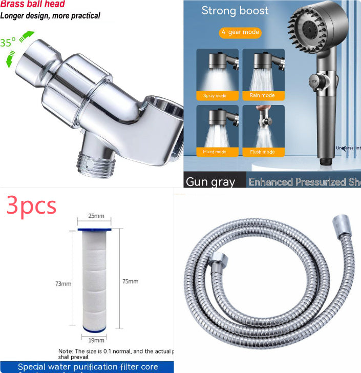 The Third Gear Adjustable Strong Supercharged Shower Head Household Bath Shower Hose Shower Head 