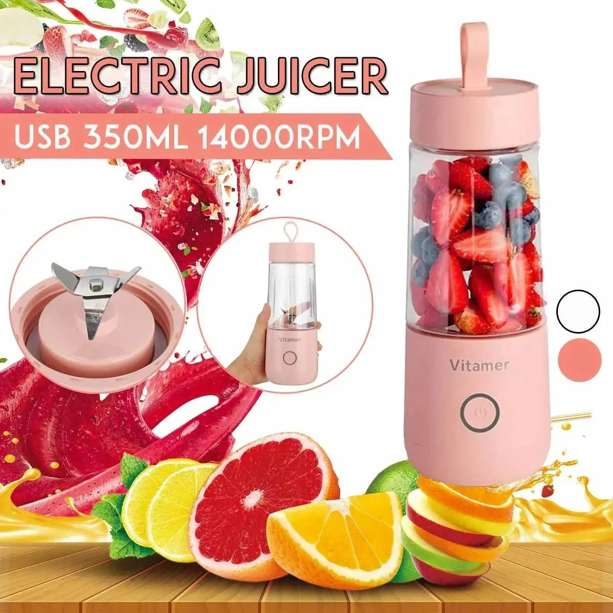 usb rechargeable portable blender | 350ml smoothie blender bottle | personal size juicer mixer | energy saving