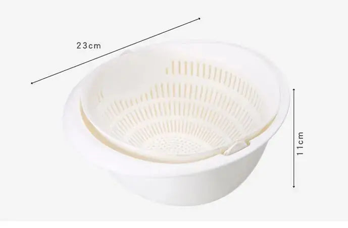Double-Dish Sink Drain Basket Kitchen Panning Wash Fruit Basket 