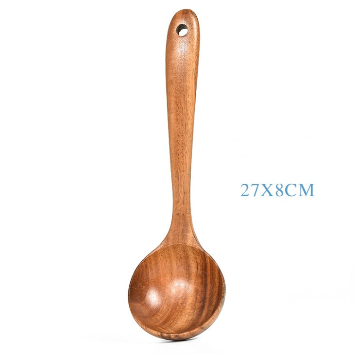 Teak Natural Wood Tableware Spoon Ladle Turner Rice Colander Soup Skimmer Cooking Tool Sets Spoon Scoop Kitchen Tools Gadgets 