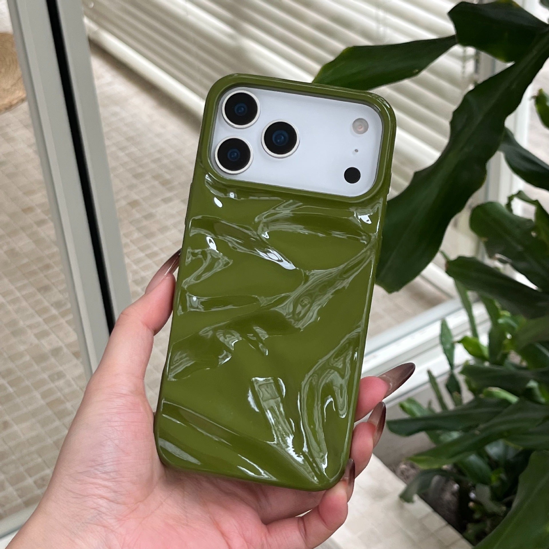 Three-dimensional Pleated Pattern Autumn And Winter Color Phone Case 