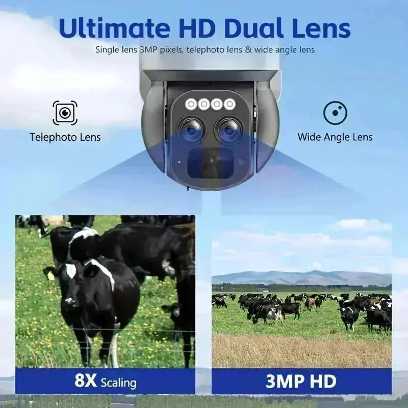 mp dual lens ptz camera | 8x hybrid zoom surveillance | ip66 waterproof outdoor camera | ultrasonic cleaning