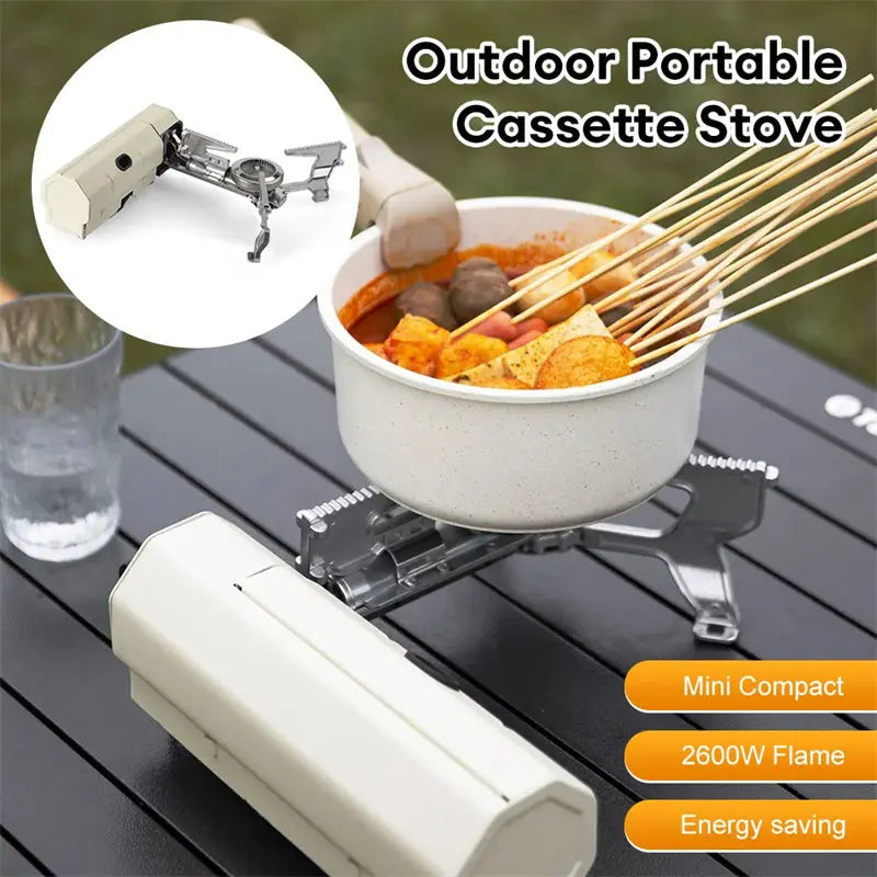 Camping Gas Stove Portable Folding Cassette Stove Outdoor Hiking BBQ Travel Cooking Grill Cooker Gas Burner Food Heating Tool Kitchen Gadgets 