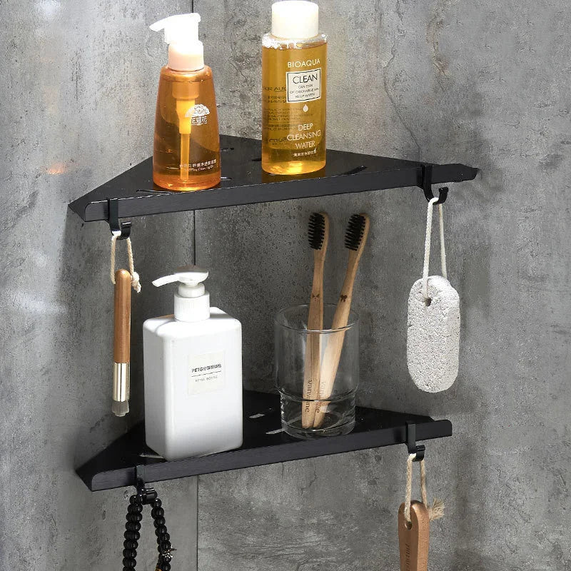 floating triangle shelf | black aluminum bathroom shelf | wall mounted storage unit | ultrasonic cleaning