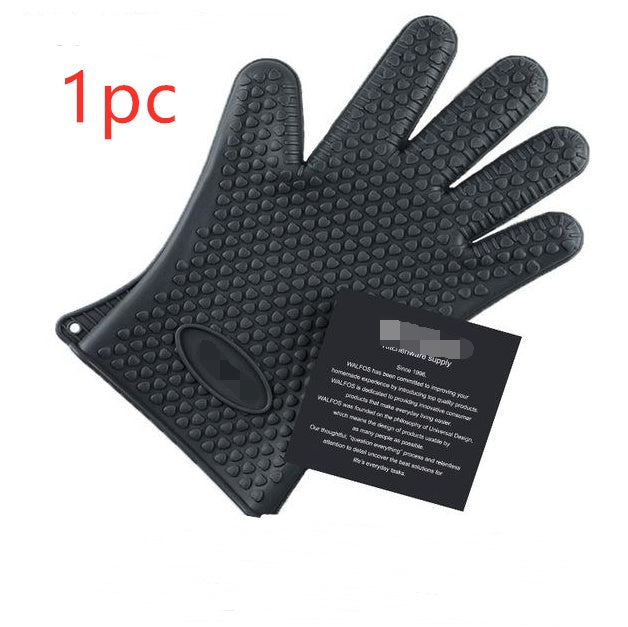Food Grade Silicone Heat Resistant BBQ Glove Silicone Oven Mitts 