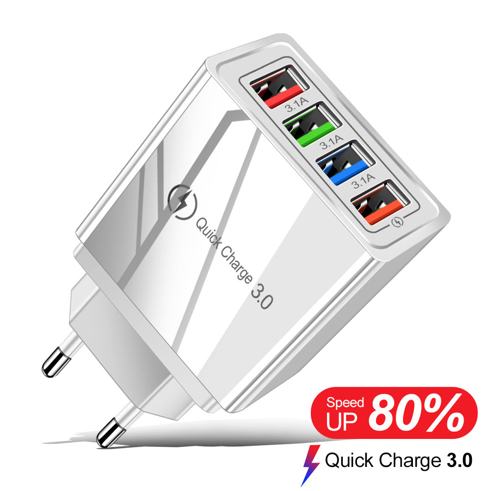 USB Charger Quick Charge 3.0 4 Phone Adapter For Tablet Portable Wall Mobile Charger Fast Charger 