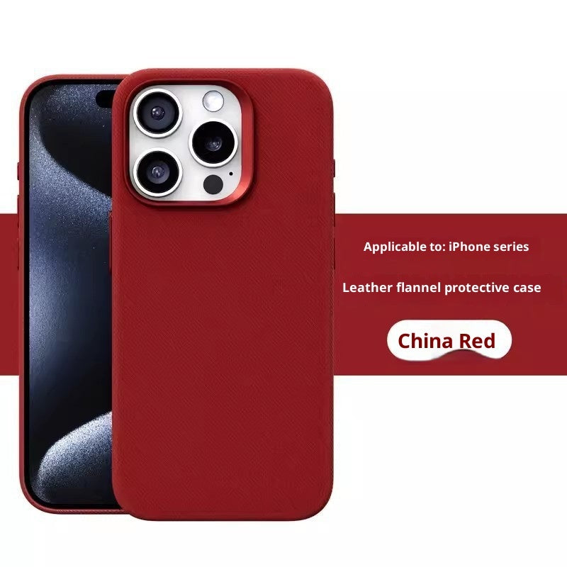 Leather Flannel Fabric Magnetic Phone Case 