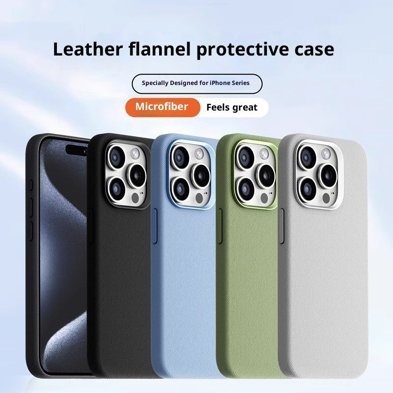 Leather Flannel Fabric Magnetic Phone Case 