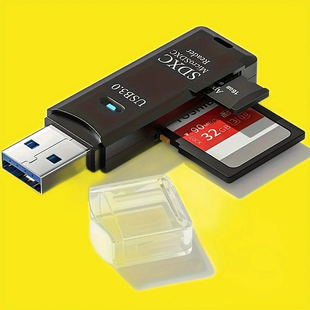 high speed usb 30 card reader | 5gbps data transfer | 2-in-1 sd and micro sd adapter | energy saving