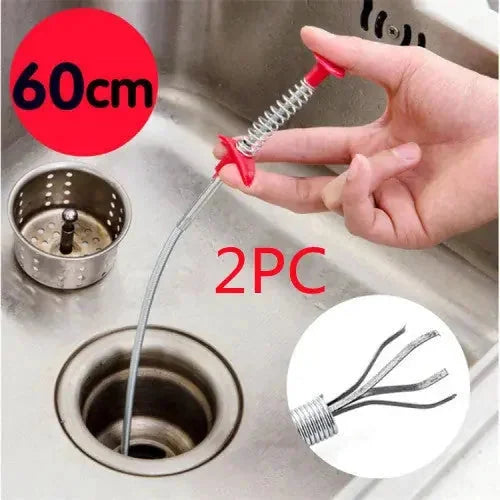 stainless-steel spring pipe | 60cm flexible drain snake | hair clog remover tool | ultrasonic cleaning