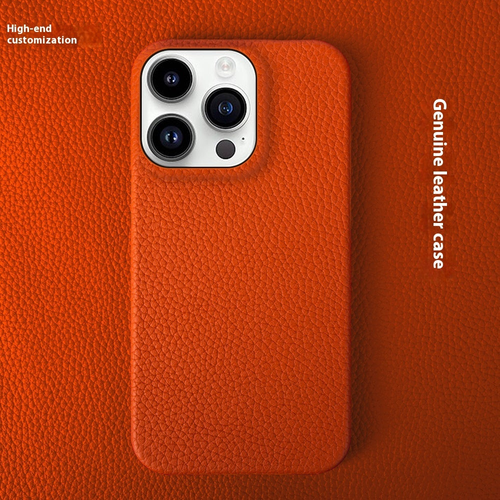 Simple Solid Color Leather Half Pack Phone Case 