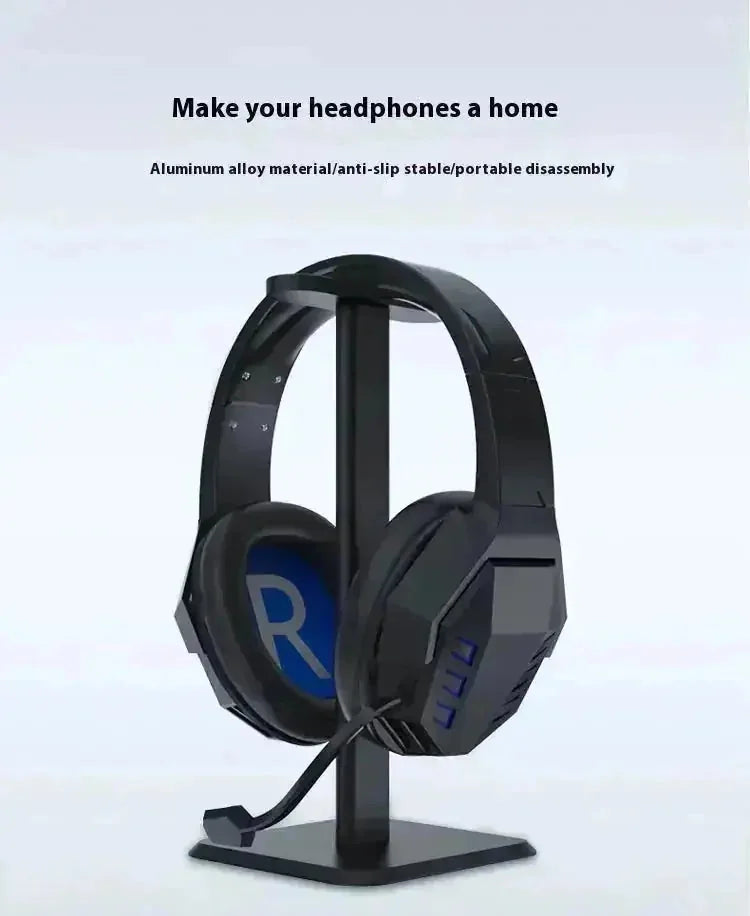 aluminum alloy construction | adjustable height stand | universal headset holder | ultrasonic cleaning