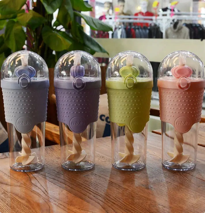 500ML Kids Plastic Water bottles Protein Shaker Blender Bottles with straw BPA Free Portable Sport My Water bottles 