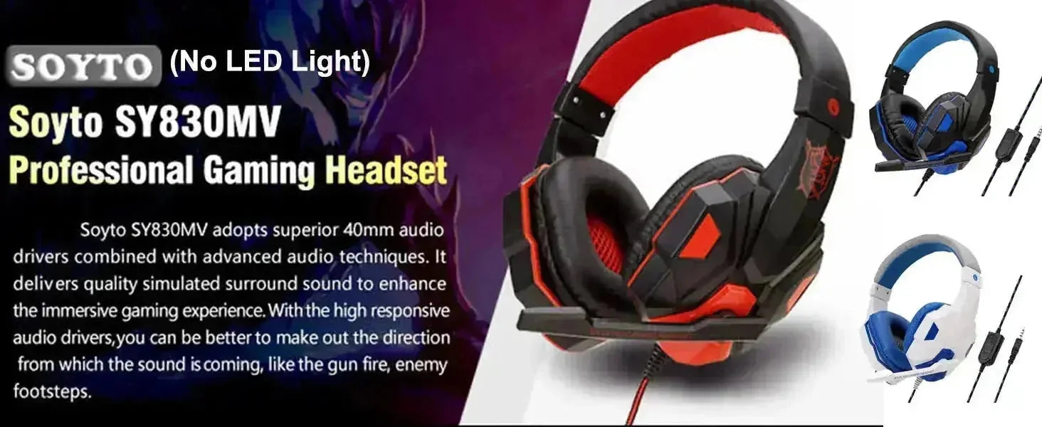 noise cancelling gaming headset | deep bass headphones for pc | led light gaming headset | energy saving