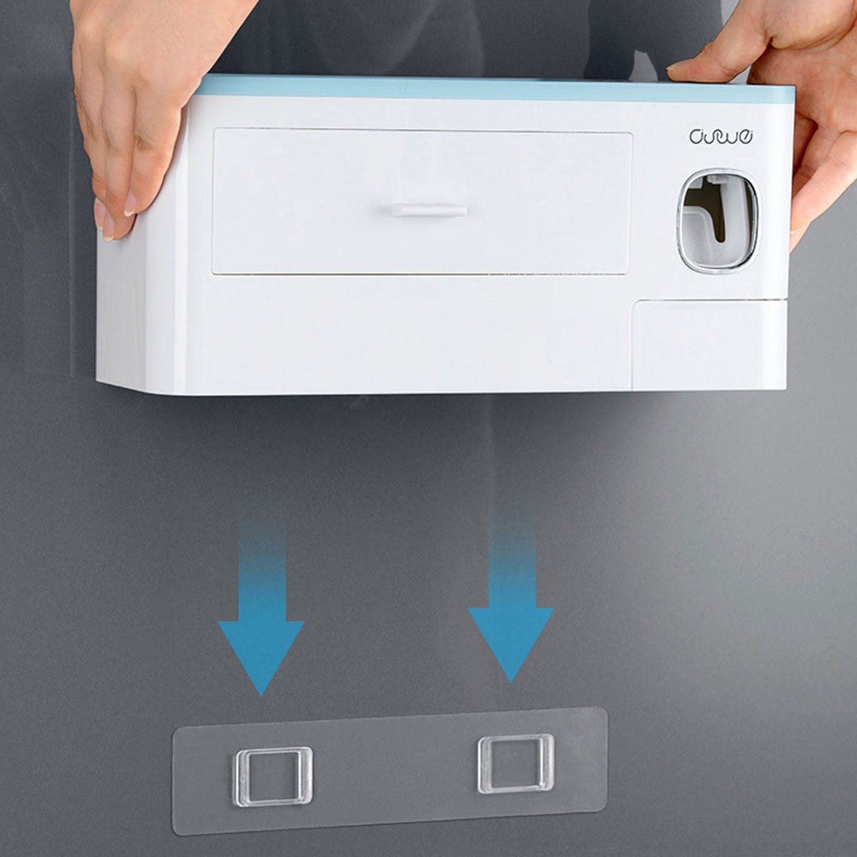 Non-marking Hanging Magnetic Toothbrush Holder Single Drawer Storage Rack With Toothpaste Squeezer Toiletry Set 