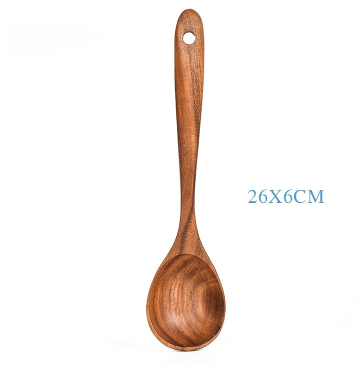 Teak Natural Wood Tableware Spoon Ladle Turner Rice Colander Soup Skimmer Cooking Tool Sets Spoon Scoop Kitchen Tools Gadgets 