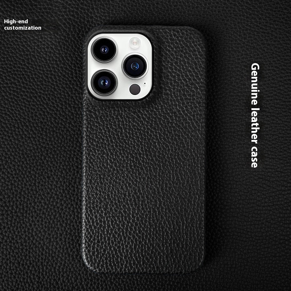 Simple Solid Color Leather Half Pack Phone Case 