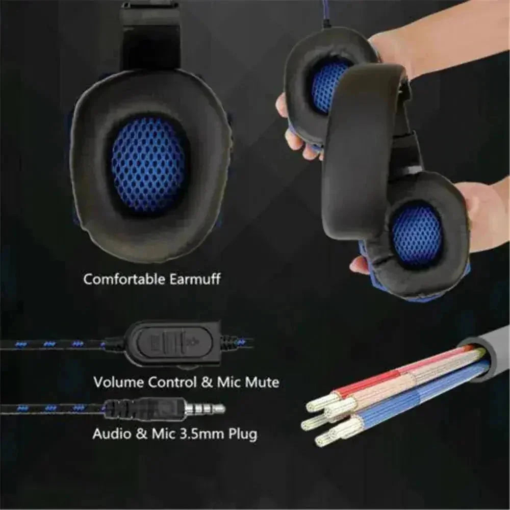 noise cancelling gaming headset | deep bass stereo headphones | led light gaming headset | ultrasonic cleaning