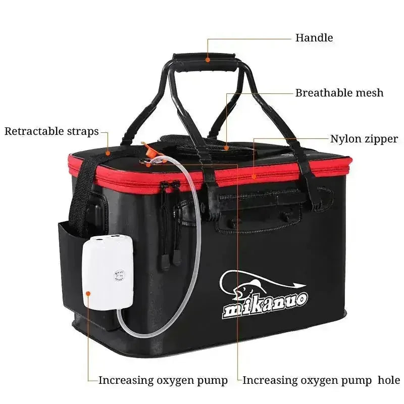 thickened eva construction | waterproof fishing bag | foldable live well | ultrasonic cleaning
