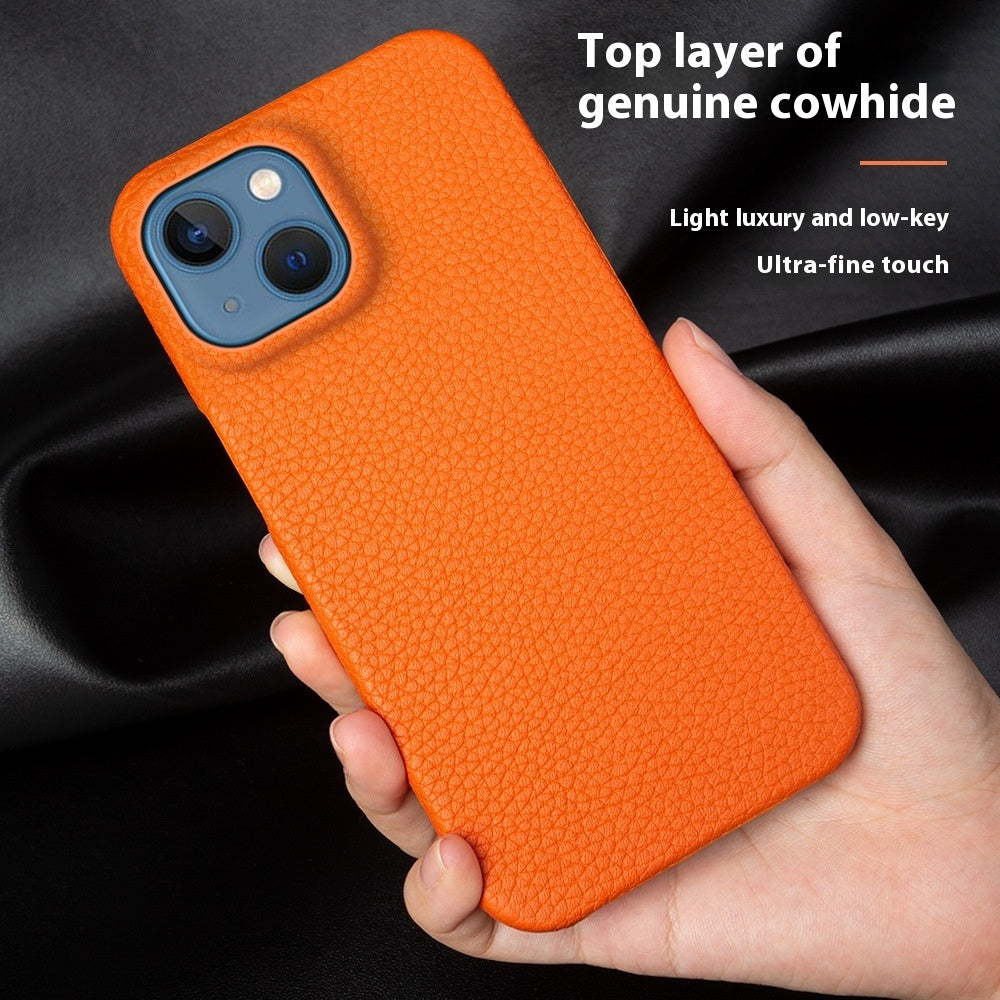 Simple Solid Color Leather Half Pack Phone Case 