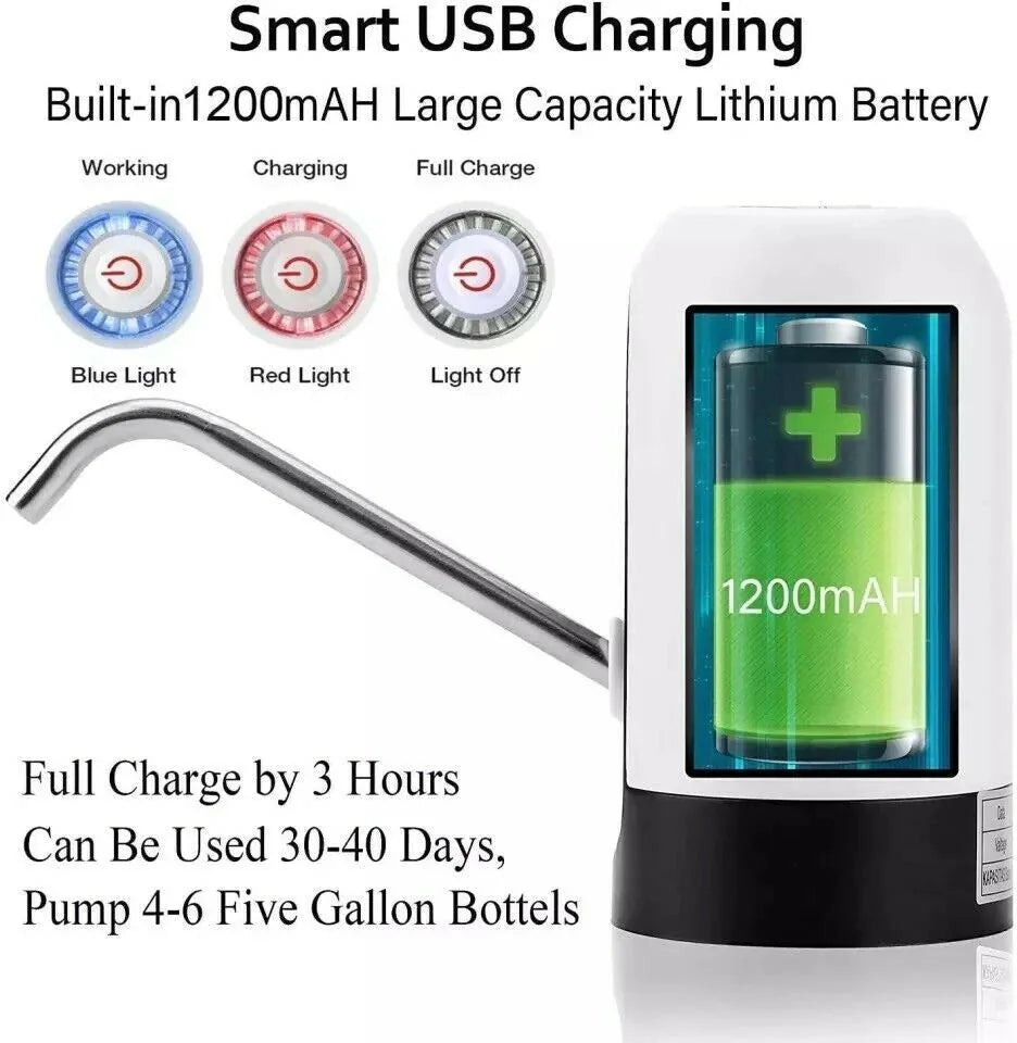 usb powered water dispenser | automatic 5 gallon bottle pump | bpa-free silicone tubing | ultrasonic cleaning
