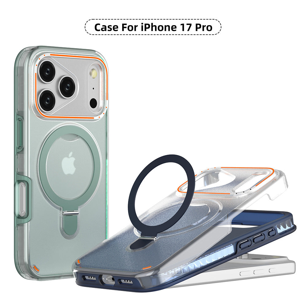 360 Rotation Stand Holder Magnetic Matte Phone Case For I-Phone 17 Pro 17 Max Plus Shockproof Protection Cover Shell 