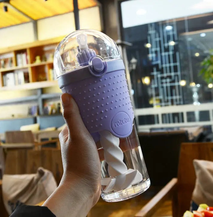 500ML Kids Plastic Water bottles Protein Shaker Blender Bottles with straw BPA Free Portable Sport My Water bottles 