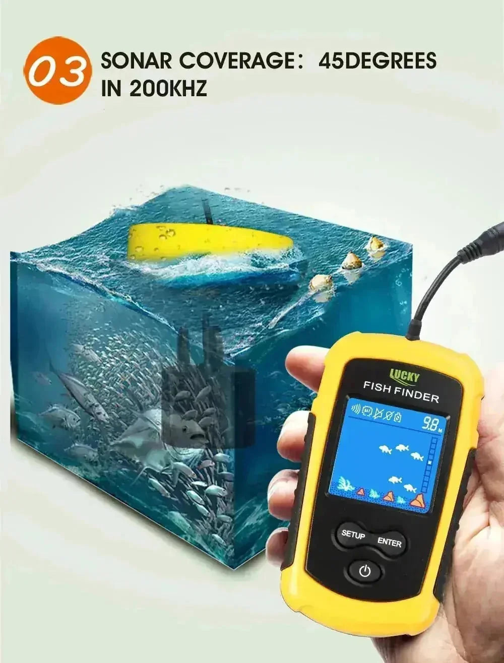 side imaging sonar | portable fish finder | castable fish finder | ultrasonic cleaning