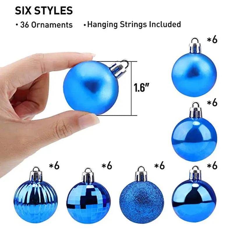 shatterproof plastic ornaments | 6cm diameter christmas baubles | indoor tree decorating | energy saving
