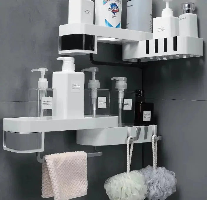 waterproof corner shelf | rust-resistant stainless steel | 3-tier bathroom organizer | energy saving