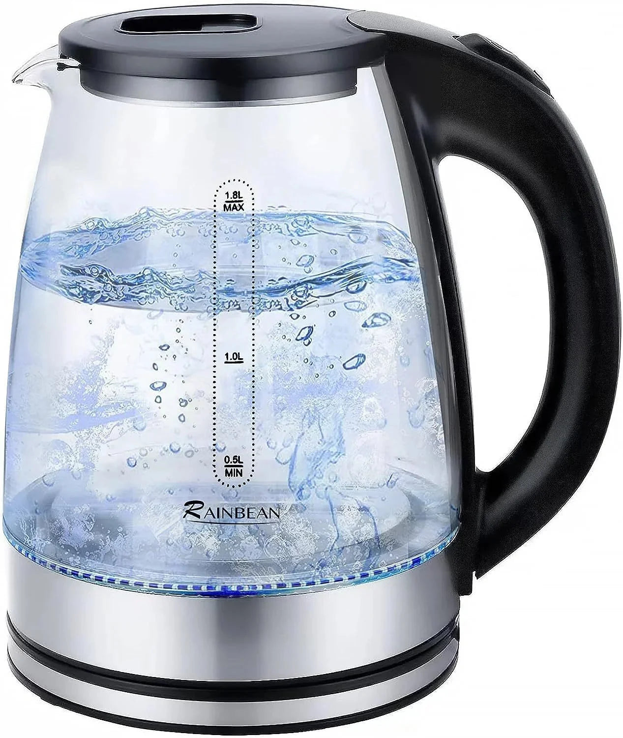l electric kettle | wide opening glass kettle | auto shut-off protection | ultrasonic cleaning