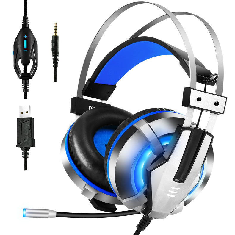 Head-mounted illuminated gaming headset 