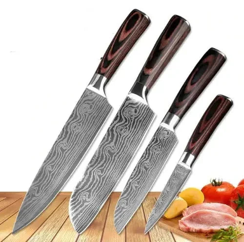stainless-steel kitchen knife set | professional chef knife set | 8-piece cooking knife block | energy saving