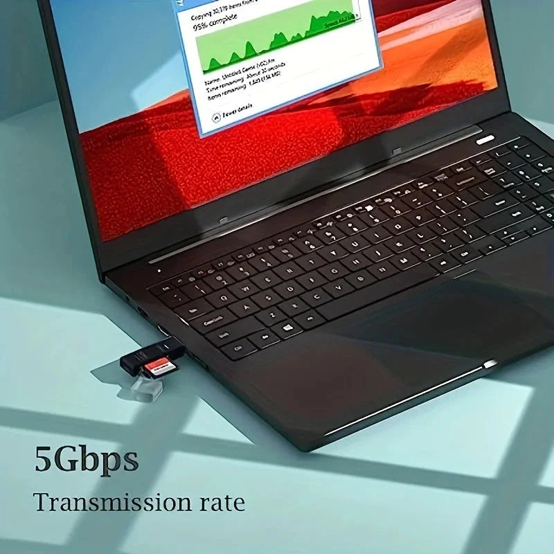 high speed usb 30 card reader | 5gbps data transfer | 2-in-1 sd and micro sd adapter | energy saving