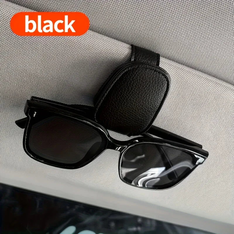 universal car sun visor clip | pu leather eyewear holder | vehicle interior accessories | energy saving