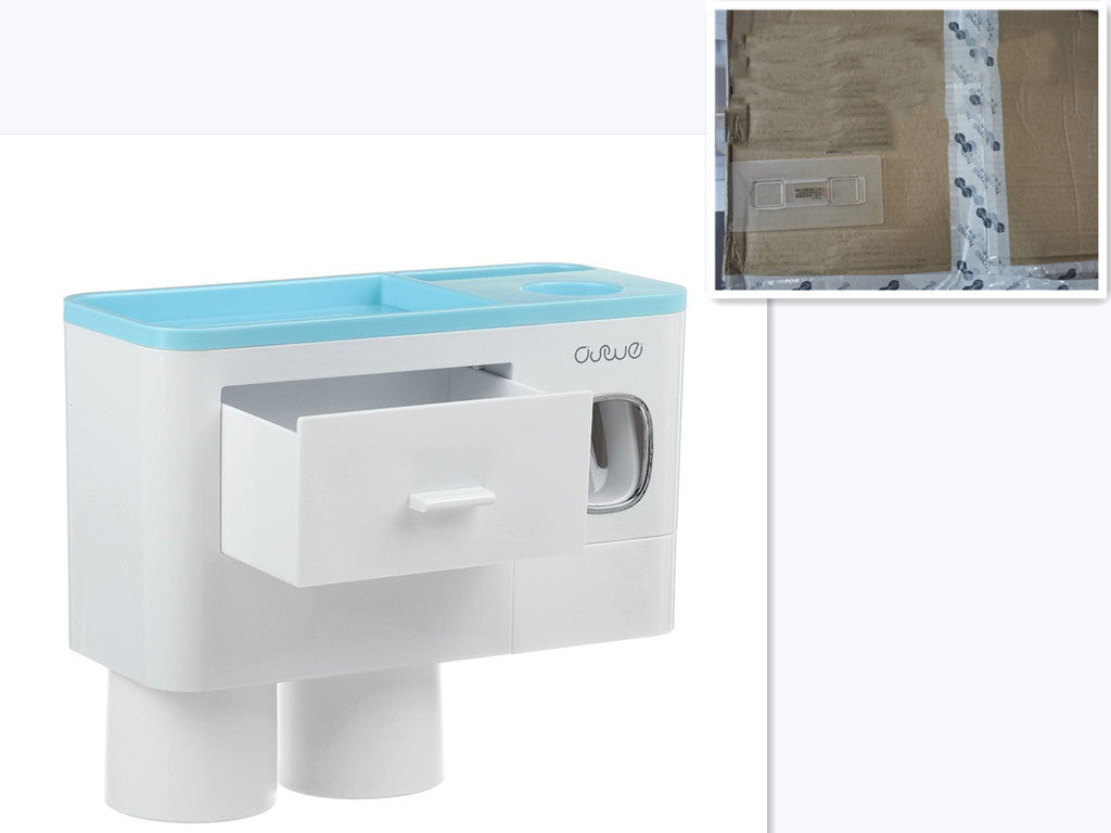 Non-marking Hanging Magnetic Toothbrush Holder Single Drawer Storage Rack With Toothpaste Squeezer Toiletry Set 