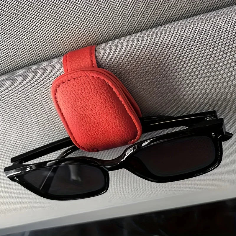 universal car sun visor clip | pu leather eyewear holder | vehicle interior accessories | energy saving