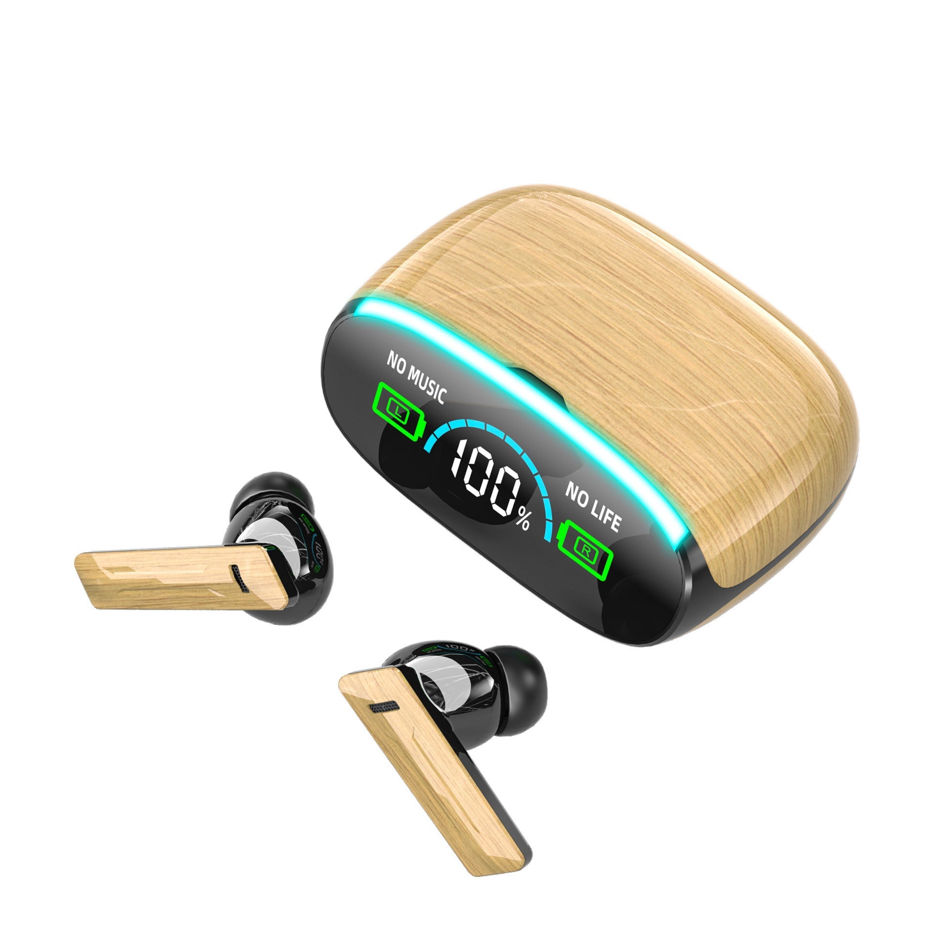 Wood Grain Wireless Sports In-ear Noise-canceling Low-latency Bluetooth Headphones 