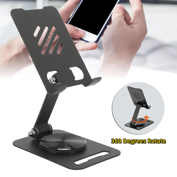 360 Degrees Rotate Metal Desk Mobile Phone Holder Stand For Phone Pad Adjustable Desktop Tablet Holderl Table Cell Phone Stand 
