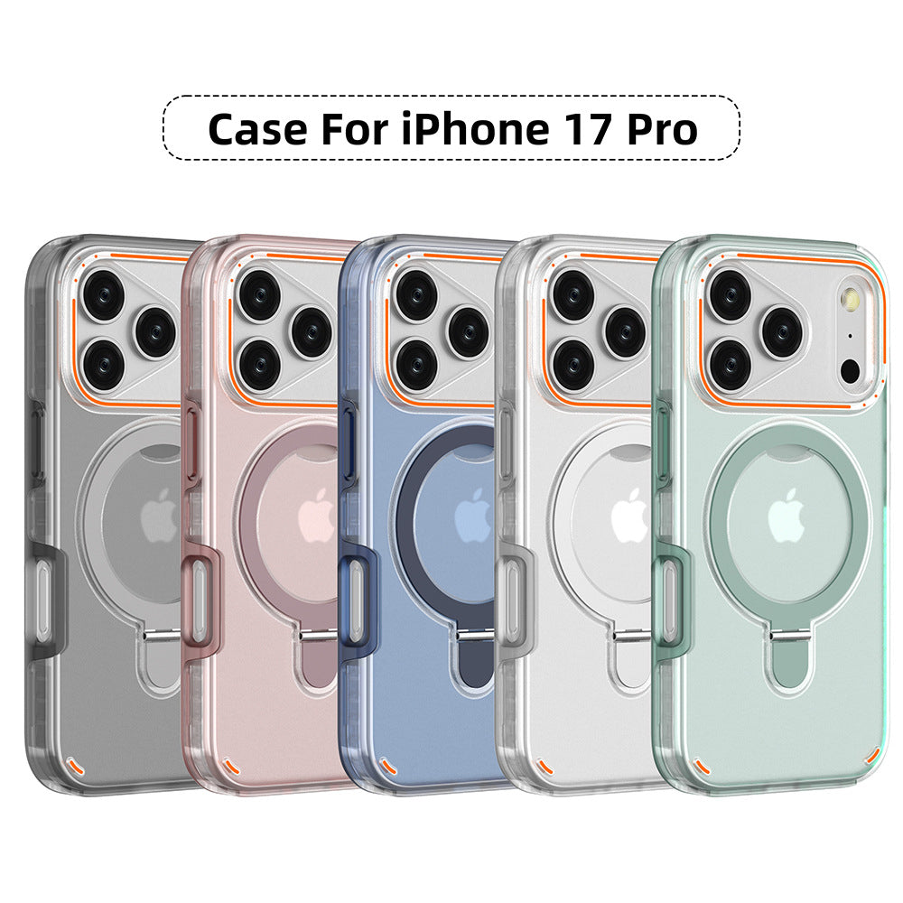 360 Rotation Stand Holder Magnetic Matte Phone Case For I-Phone 17 Pro 17 Max Plus Shockproof Protection Cover Shell 