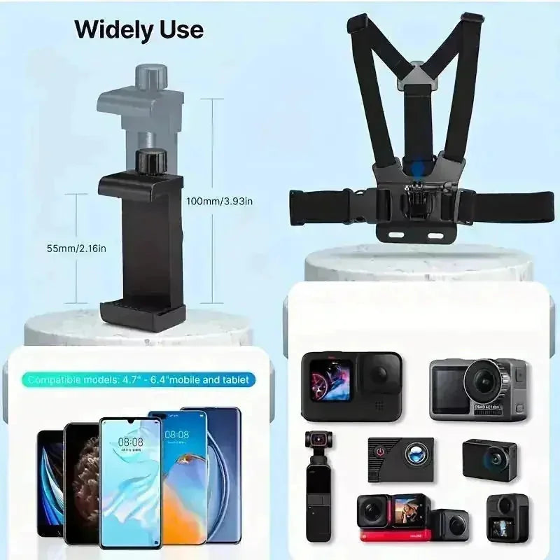 universal phone camera mount | multi-angle adjustable phone clip | free shipping sports camera kit | ultrasonic cleaning