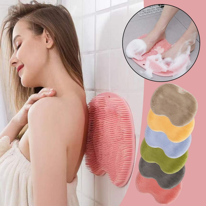 Massage Bath Brush Bathroom Non-slip Bath Mat Back Massage Brush Silicone Suction Cup Foot Rub Pad Body Cleaning Bathing Tool 