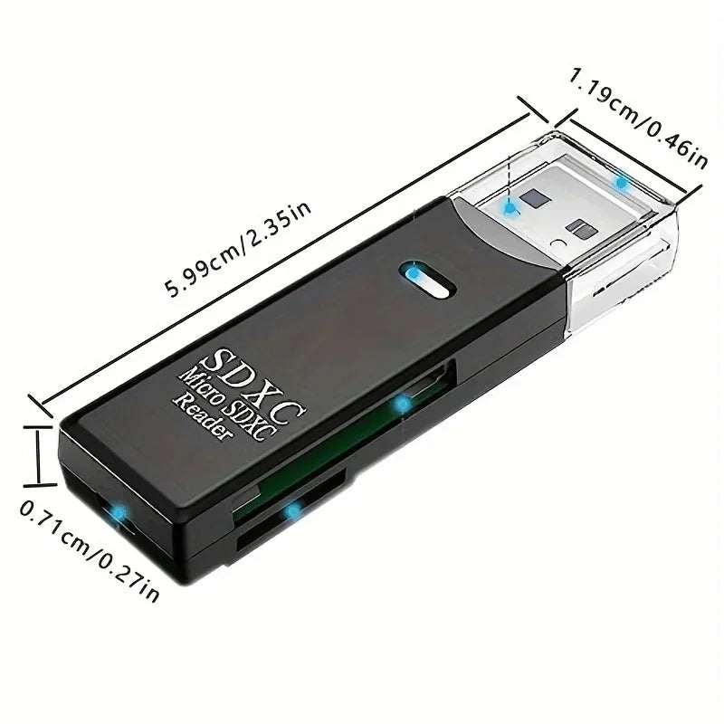 high speed usb 30 card reader | 5gbps data transfer | 2-in-1 sd and micro sd adapter | energy saving